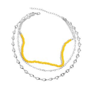 Elegant Silver and Yellow Necklace Set